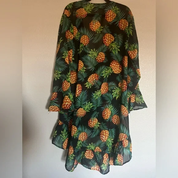 Boohoo Women’s size 16 Tropical Pineapple Print Cover-Up - Picture 9 of 11